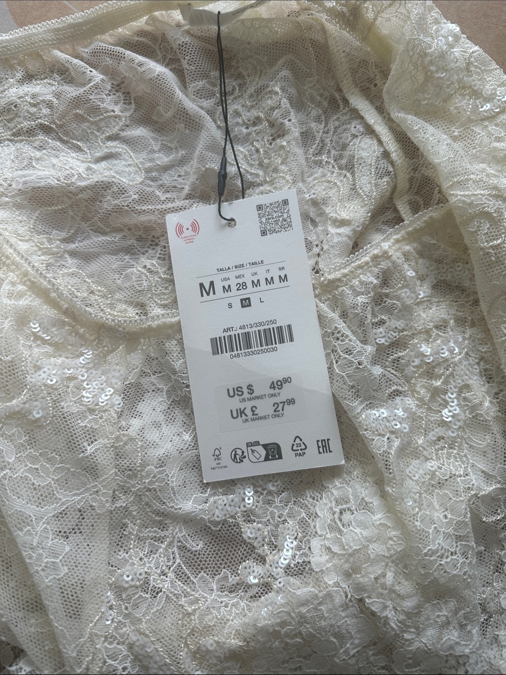 SEQUIN LACE SHORTS 
Zara Cream Lace Sleep Shorts - Picture 11 of 12